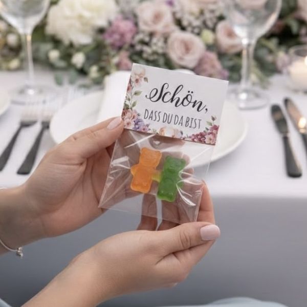 Gastgeschenk zur Hochzeit, Hand in Hand ein Leben lang, Blumen