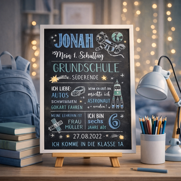 Einschulungstafel | Meilensteintafel zur Einschulung | Thema Astronaut Weltall