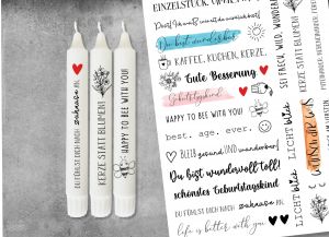 DIN A4 Kerzen Tattoofolie - Sprüche zum Verschenken - für Kerzen / Keramik DIN A4 Kerzen Tattoofolie - Sprüche zum Verschenken - für Kerzen / Keramik