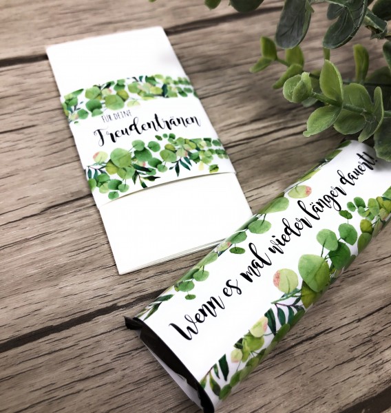 Banderolen Hochzeit „Wenn es mal wieder länger dauert“ – Grüne Ranken | Gastgeschenk