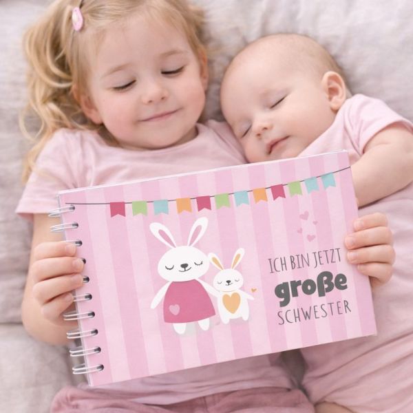 Erinnerungsbuch "Große Schwester" - Geschenk zur Geburt für Geschwister