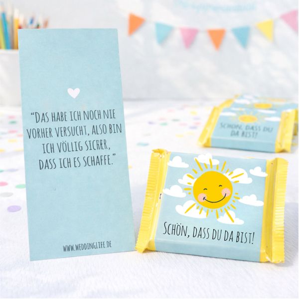 Schokoladenbanderolen Gastgeschenk | Motiv Sonne | 25 Stück