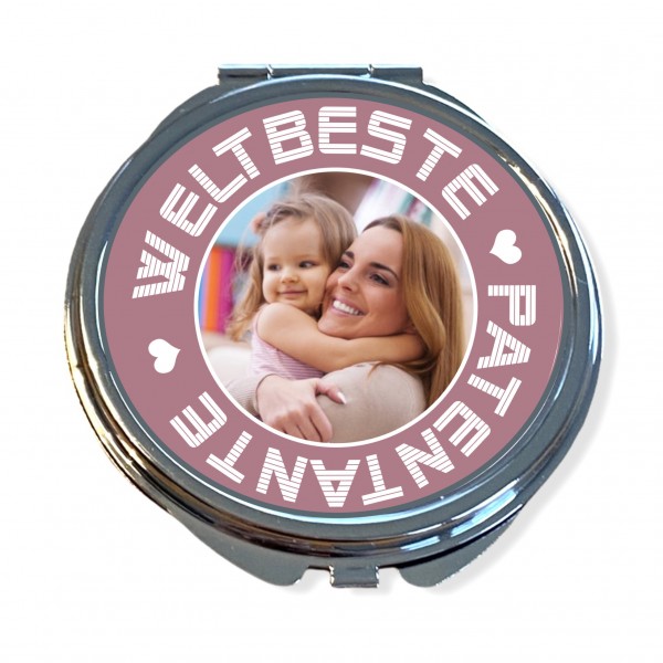 Taschenspiegel personalisiert mit Foto | Weltbeste Patentante, Tante, Oma, Mama, Freundin