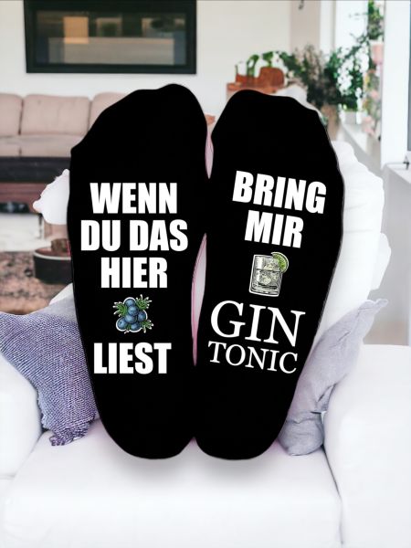 Vatertag - Geschenk Auszeitsocken „Bring mir Gin Tonic", Entspannung, Sprüche Socken