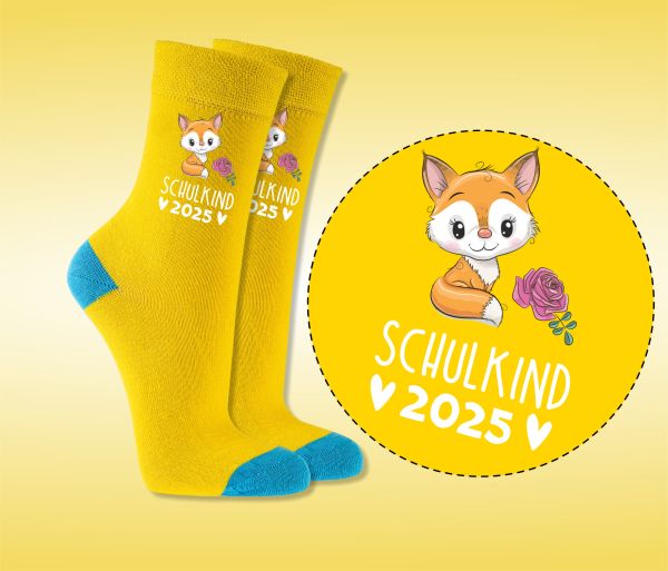 EINSCHULUNG Schulkind Socken GESCHENK für die Schultüte Fuchs