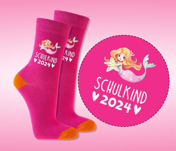 EINSCHULUNG Schulkind Socken GESCHENK für die Schultüte Meerjungfrau