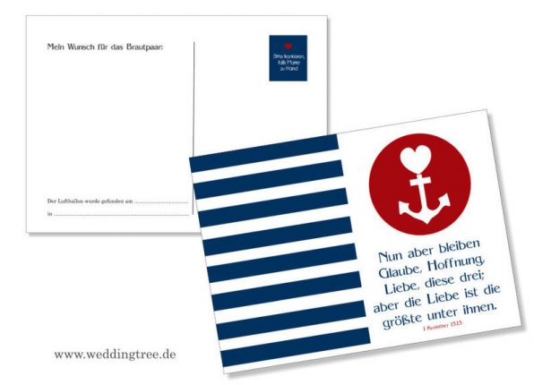 Ballonflugkarten Glaube, Liebe, Hoffnung - Hochzeit
