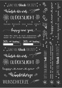 Kerzensticker HAPPY NEW YEAR auf Wasserschiebefolie Neujahr- Kerzensticker HAPPY NEW YEAR auf Wasserschiebefolie Neujahr-
