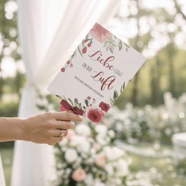 Hochzeitsfächer DIY – Liebe liegt in der Luft – Watercolor Rose