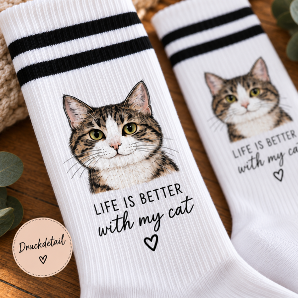 Personalisierte Katzensocken mit eigener Katze – Socken mit Foto Geschenk für Katzenliebhaber