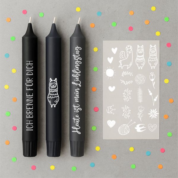 Weiße Kerzenfolie DIN A4 – Sprüche & Motive Relax – Tattoofolie für Kerzen & Keramik