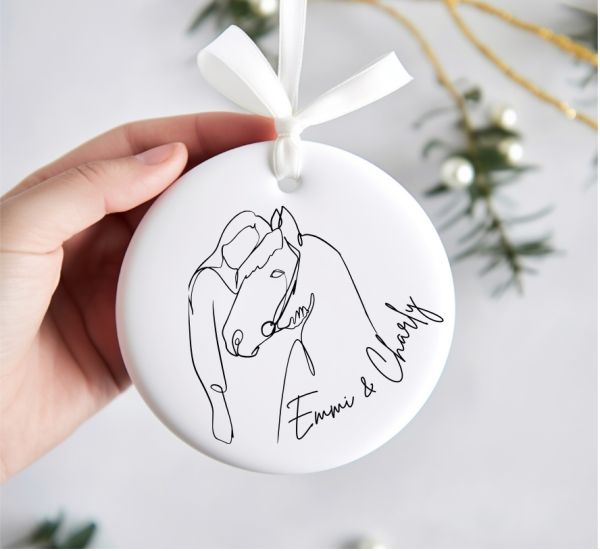 Personalisiertes Pferde-Ornament mit Namen für Pferdemädchen Weihnachtsbaumschmuck Pony Geschenk