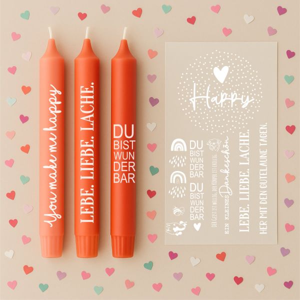Weiße Kerzenfolie DIN A4 – Lebe Liebe Lache Sprüche – Tattoofolie für Kerzen & Keramik DIY Geschenk
