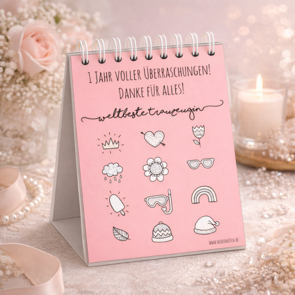 Rubbelkalender Trauzeugin | Persönliche Botschaften für ein Jahr