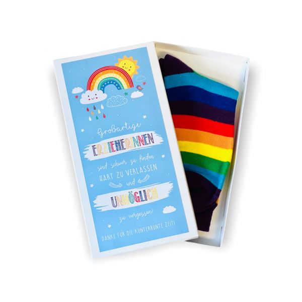 Abschiedsgeschenk Kindergarten Erzieherinnen Kindergartenzeit Einschulung Regenbogen Socken