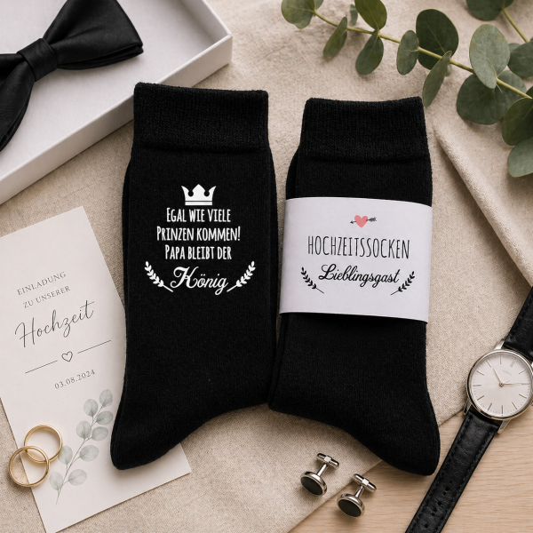 Brautvater, Papa bleibt König - Hochzeit Geschenk Socken "Gegen kalte Füße"