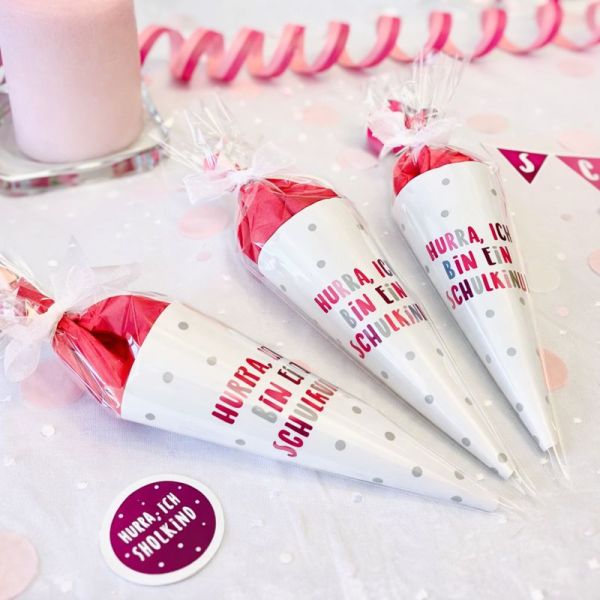 DIY Mini Schultüten Einschulung | Motiv Pink| Deko & Gastgeschenk