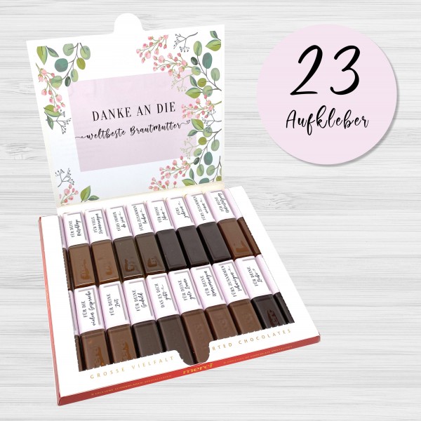 Aufkleber Set für Merci Schokolade | persönliches Geschenk für die Brautmutter / Mutter des Bräutiga