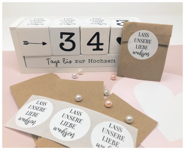 Gastgeschenk Hochzeit Blumensamen, Lasst unsere Liebe wachsen