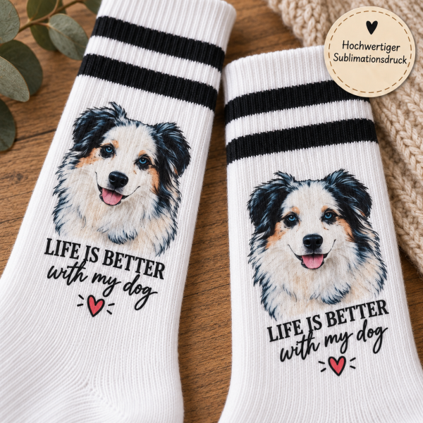 Personalisierte Hundesocken mit eigenem Hund – Socken mit Foto Geschenk für Hundeliebhaber