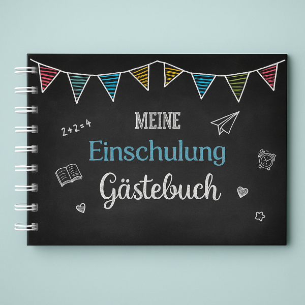 Gästebuch zur Einschulung Hurra ich bin ein Schulkind im Tafeldesign
