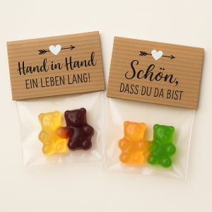 Gastgeschenk zur Hochzeit, Hand in Hand ein Leben lang, Kraftpapier Gastgeschenk zur Hochzeit, Hand in Hand ein Leben lang, Kraftpapier