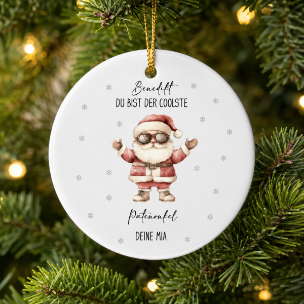 Personalisierter Acryl-Weihnachtsanhänger für Tante, Patenonkel oder Papa mit Namen