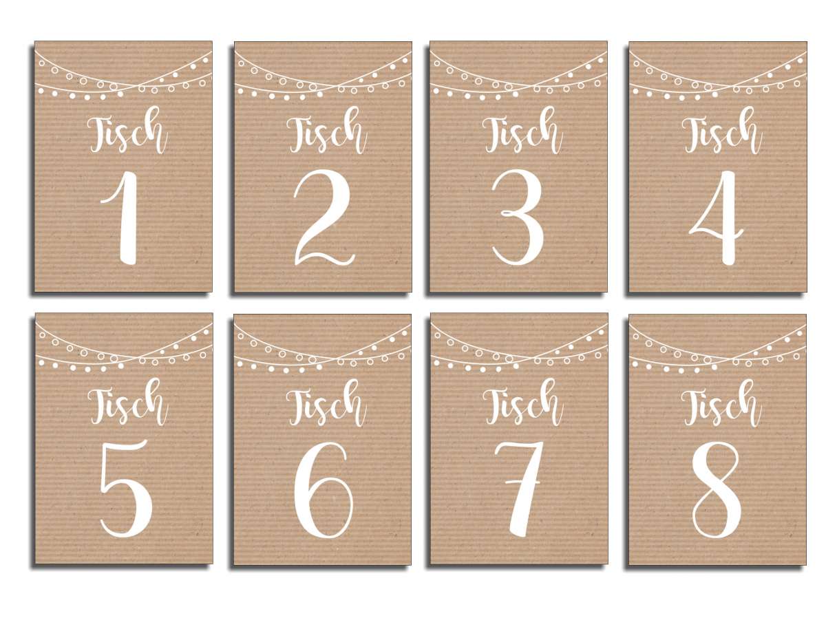 Tischnummern zum ausdrucken (PDF) Weddingtree
