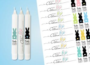 Kerzen Tattoofolie - Kerzensticker OSTERHASE Sprüche FROHE OSTERN Kerzen Tattoofolie - Kerzensticker OSTERHASE Sprüche FROHE OSTERN