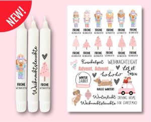Rosa Weihnachten Tattoofolie für Kerzen - ADVENT - für Kerzen / Keramik Rosa Weihnachten Tattoofolie für Kerzen - ADVENT - für Kerzen / Keramik