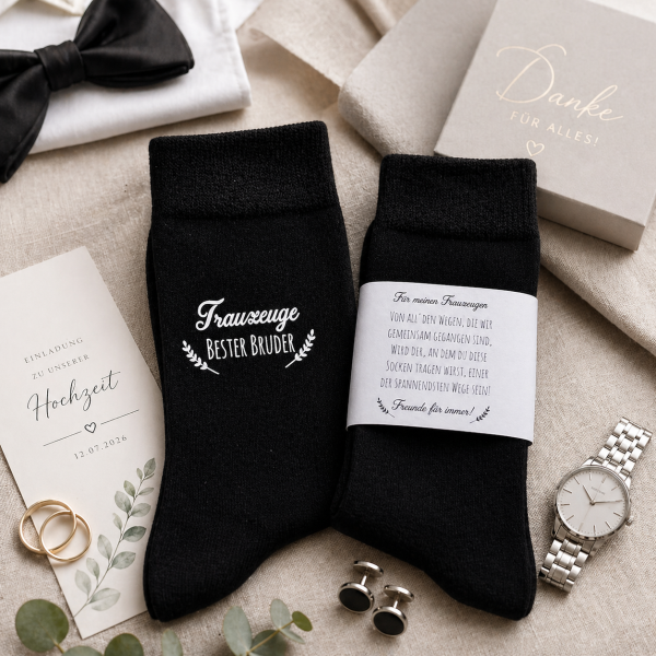 Trauzeugen / Bruder - Hochzeit Geschenk Socken "Gegen kalte Füße"