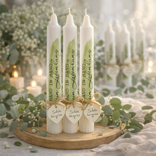Kerzenfolie Hochzeit unterschiedliche Texte | Transferfolie für Gastgeschenke & Tischdeko