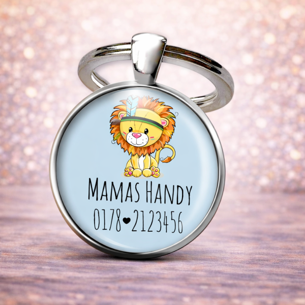 Einschulung Geschenk | Notfallnummer Anhänger – Motiv Löwe