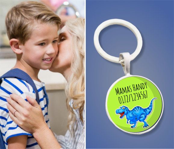 Kinder Anhänger Notfallnummer T-Rex