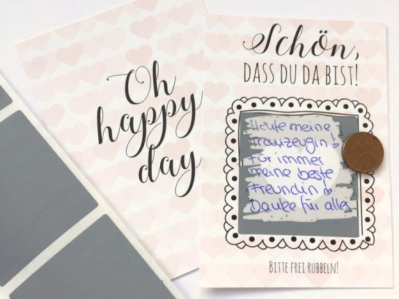 Gastgeschenk Hochzeit - Rubbelkarten Rosa Herzen