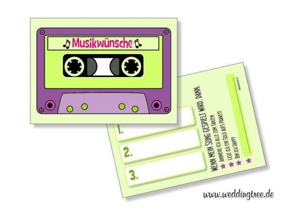 Musikwunschkarten für die Hochzeit | Retro Kasette