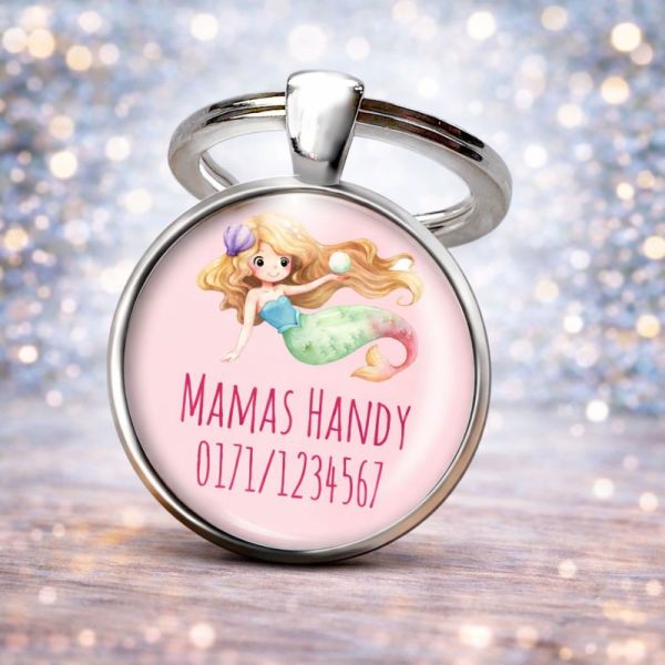 Einschulung Geschenk | Notfallnummer Anhänger – Motiv Meerjungfrau