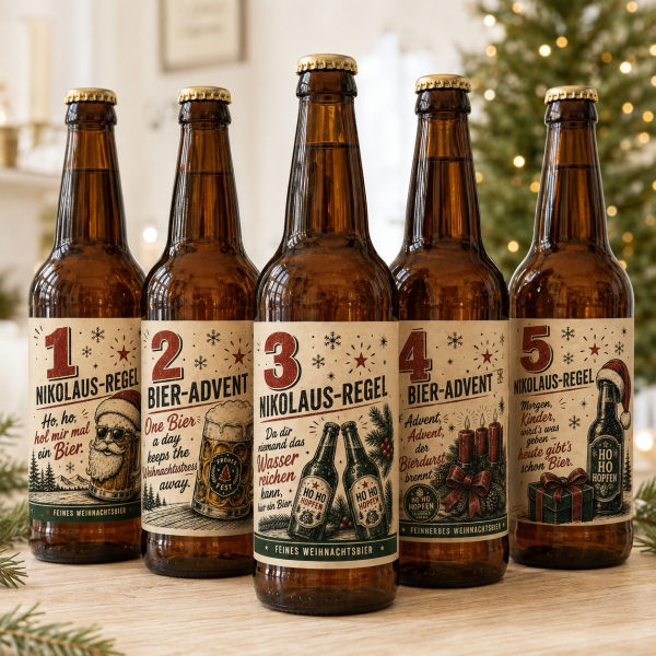 Bier Adventskalender DIY 24 lustige Bieretiketten + Kronkorken-Zahlen Download Männer