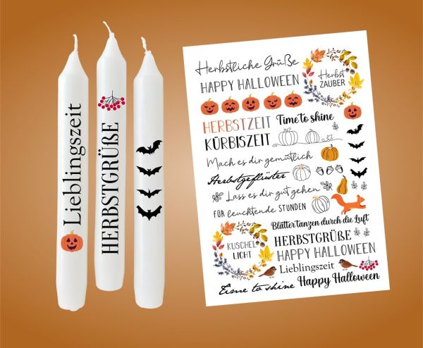 HERBST bunt Tattoofolie - Halloween - für Kerzen / Keramik DIN A4