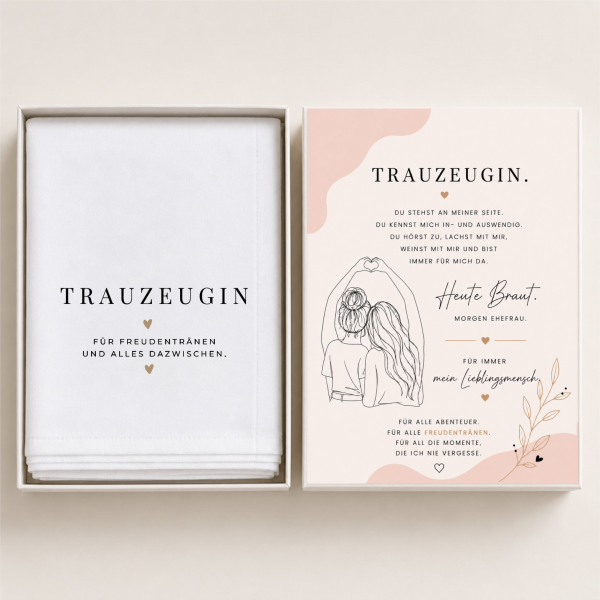 Hochzeit Taschentuch für Freudentränen "Trauzeugin" Stofftaschentuch