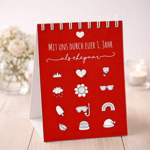 Hochzeitsspiel Aufsteller | Mit uns durch euer 1. Jahr