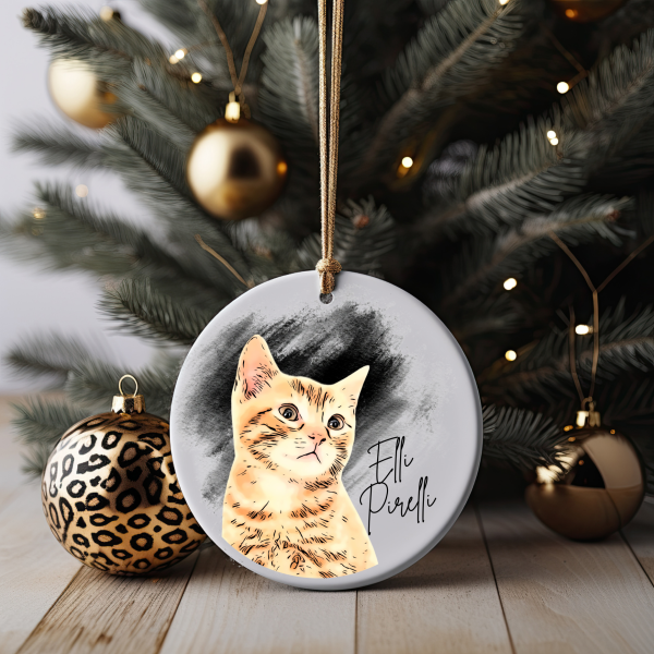 Personalisiertes Katzen-Ornament mit Foto + Namen für Katzenliebhaber Weihnachtsbaumschmuck Haustier