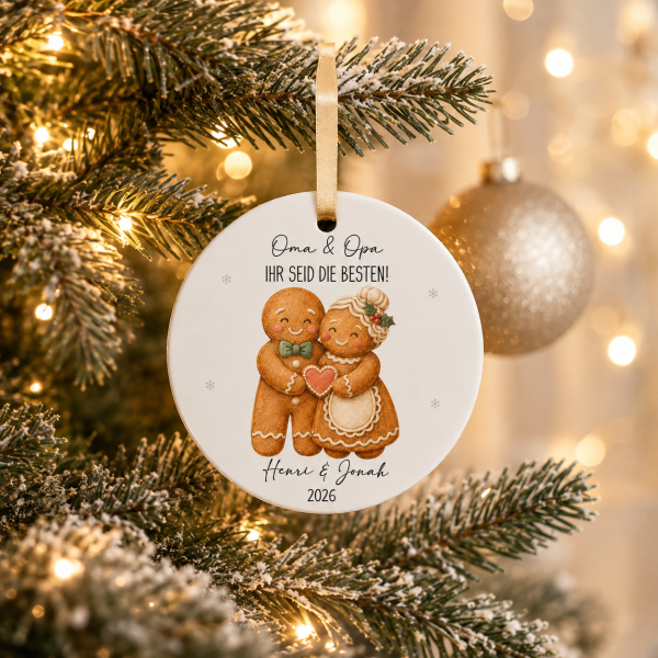 Personalisiertes Lebkuchen-Ornament für Oma & Opa, Geschenk der Enkel zu Weihnachten