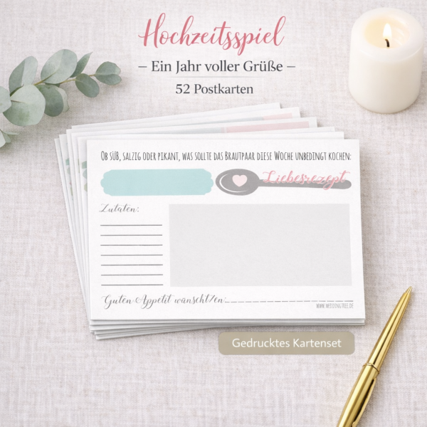 Rezeptkarten Hochzeitsspiel | Ein Jahr voller Gruesse & Rezepte