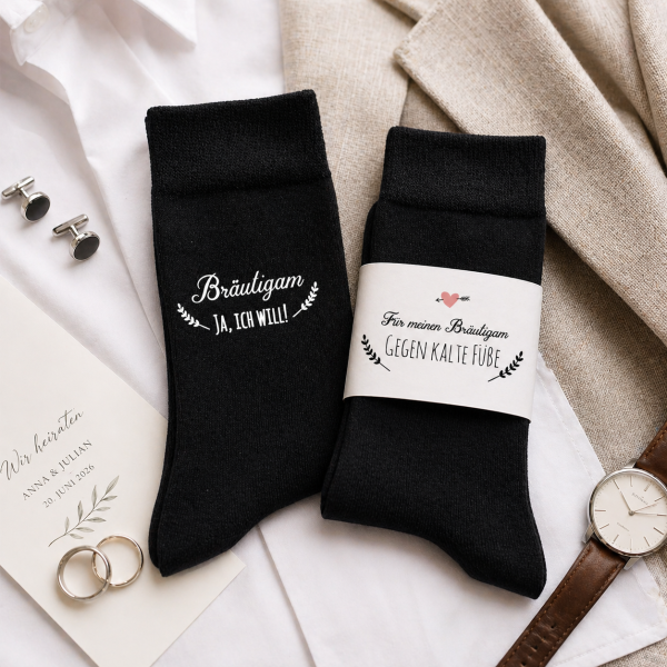 Bräutigam - Hochzeit Geschenk Socken "Gegen kalte Füße"