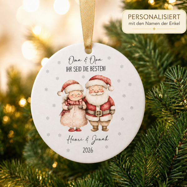 Personalisierter Christbaumschmuck für Oma und Opa mit Enkelnamen