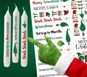 WEIHNACHTEN Muffel Tattoofolie Grinch ADVENT für Kerzen / Keramik DIN A4 WEIHNACHTEN Muffel Tattoofolie Grinch ADVENT für Kerzen / Keramik DIN A4