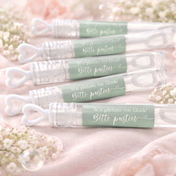 Grün/Mint Hochzeitsaufkleber für Seifenblasen – Wedding Bubbles Sticker