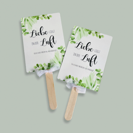 Fächer Hochzeit | Kraftpapieroptik "Liebe liegt in der Luft" grün Eukalyptus