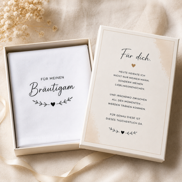 Hochzeit Taschentuch für Freudentränen "Bräutigam" Stofftaschentuch